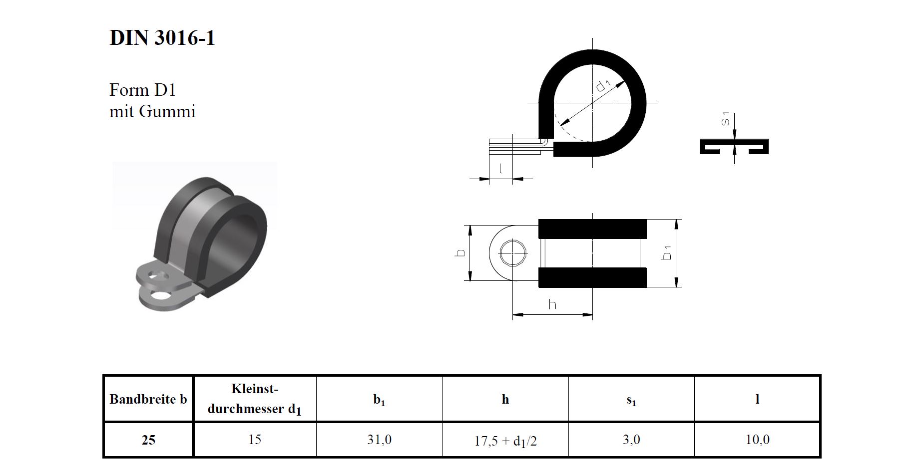 Halterungsschelle RSGU 25 mm| DIN 3016 D1