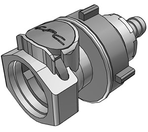 HFCD16612 - Schlauchkupplung 9,5 mm Schlauchanschluss, Plattenmontage, mit Absperrventil, EPDM