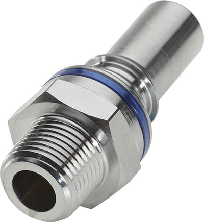 LQ6D24006BLU - LQ6 Schlauchtülle mit 3/8" NPT Außengewinde, mit Absperrventil, EPDM-Dichtung, Blau