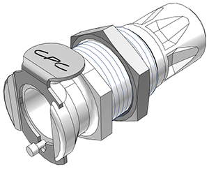 PLCD11004 - CPC Kupplung 6,4 mm AD JG®, mit Absperrventil, Buna-N Dichtung - CAD