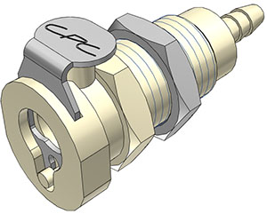 PMCD160212 - Kupplung 3,2 mm Schlauchanschluss, Plattenmontage, mit Absperrventil, EPDM-Dichtung