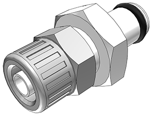 PMC2004 - Stecker 6,4 mm AD / 4,3 mm ID Klemmringverschraubung, ohne Absperrventil, Buna-N Dichtung