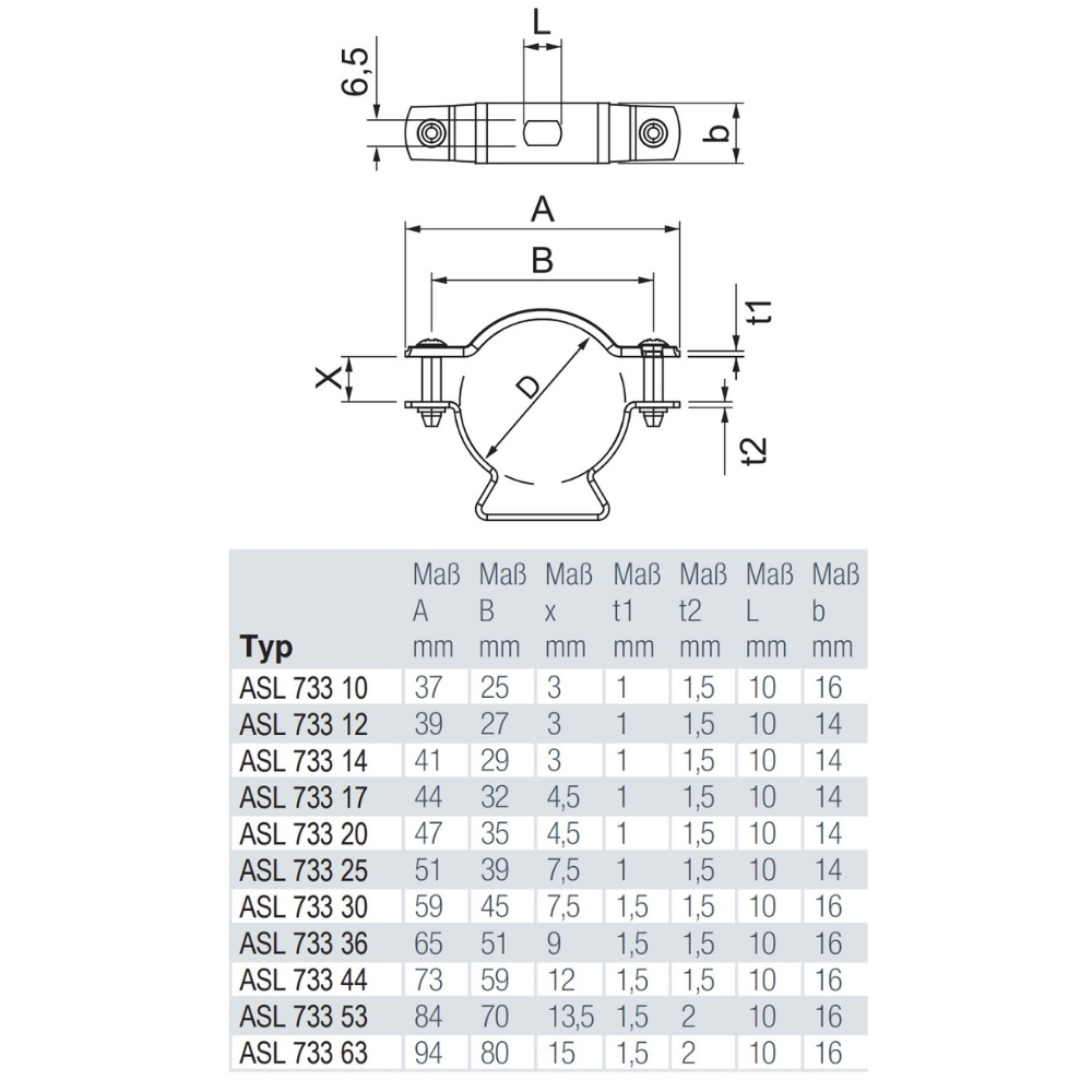 Datenblatt OBO Abstandsschelle 733