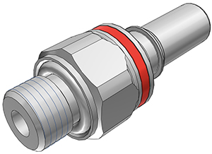 LQ4D47006RED - Schlauchtülle mit 3/8" G Außengewinde für Flüssigkühlsysteme, mit Absperrventil, EPDM-Dichtung, Rot