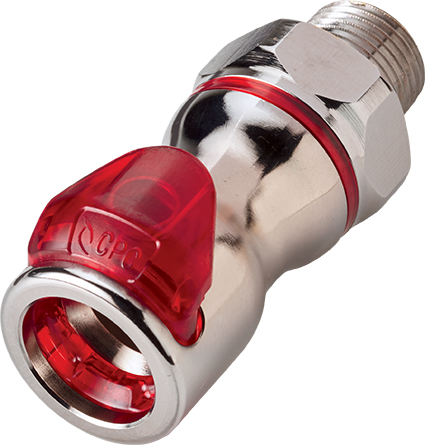 LQ6D10006RED - Kupplung 3/8" NPT Außengewinde, mit Absperrventil, EPDM-Dichtung, Rot