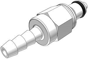 PMCD2203 - Stecker 4,8 mm Schlauchanschluss, mit Absperrventil, Buna-N Dichtung