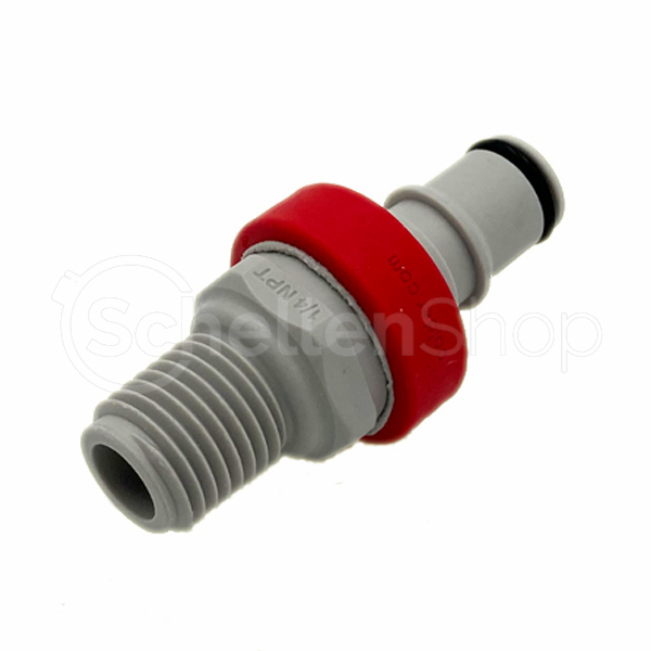 NS4D24004MRED | CPC Stecker mit roter Farbcodierung und 1/4" NPT Außengewinde