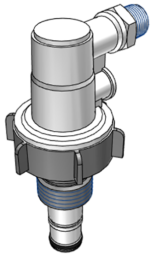 DQPRO120208 - Dosiersystem Winkelkupplung mit 1/2" NPT Außengewinde, mit Absperrventil, EPDM-Dichtung