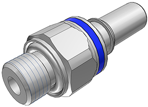 LQ4D47006BLU - Schlauchtülle mit 3/8" G Außengewinde für Flüssigkühlsysteme, mit Absperrventil, EPDM-Dichtung, Blau