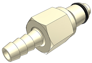 PLCD2200412 - Stecker 6,4 mm Schlauchanschluss, mit Absperrventil, EPDM-Dichtung