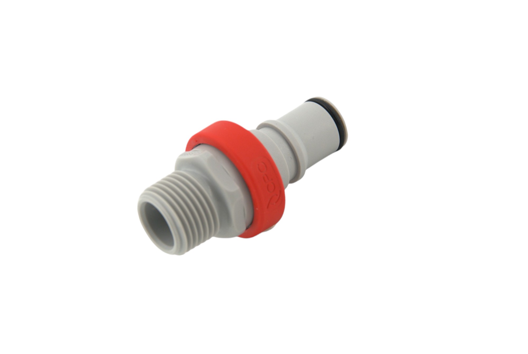 NS6D24008BSPTMRED - Stecker 1/2" BSPT Außengewinde, mit Absperrventil, EPDM-Dichtung - Rot