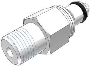 PMCD2402BSPT - Stecker 1/8" BSPT Außengewinde, mit Absperrventil, Buna-N Dichtung