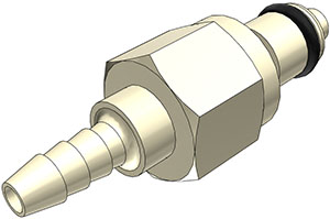 PMCD220212 - Stecker 3,2 mm Schlauchanschluss, mit Absperrventil, EPDM-Dichtung